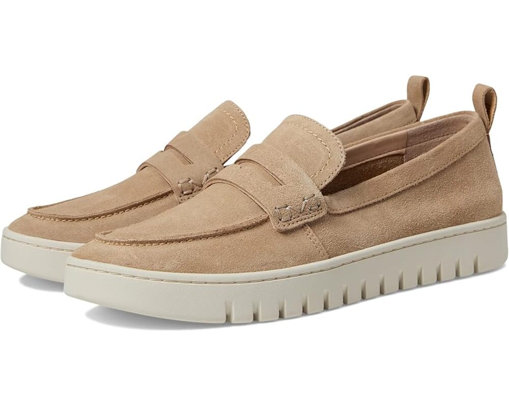 VIONIC Womens Uptown Loafers Size 7 Wide Sand Tan Suede Slip On NIB